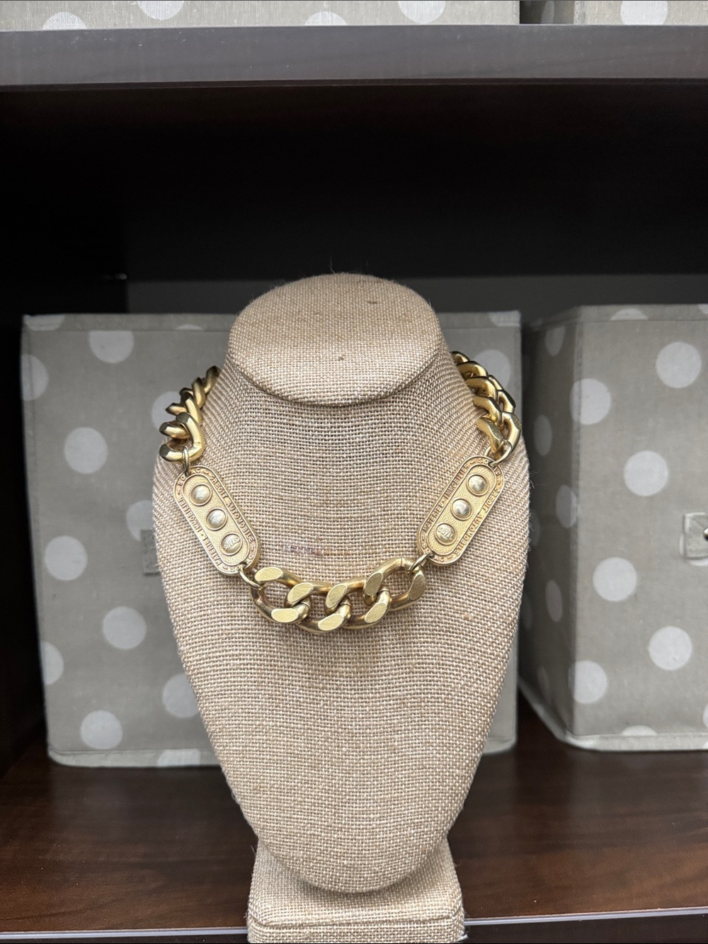 French Kande Gold Chunky Chain Statement Necklace
